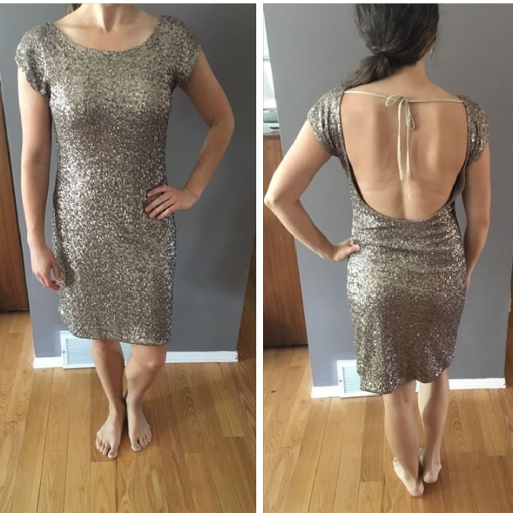 Low back gold sequin dress size 6
